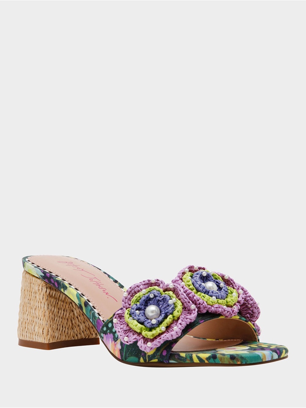 Betsey Johnson Deitrich Bright Multicolor Block Heel Mule Sandals - Picture 2 of 16